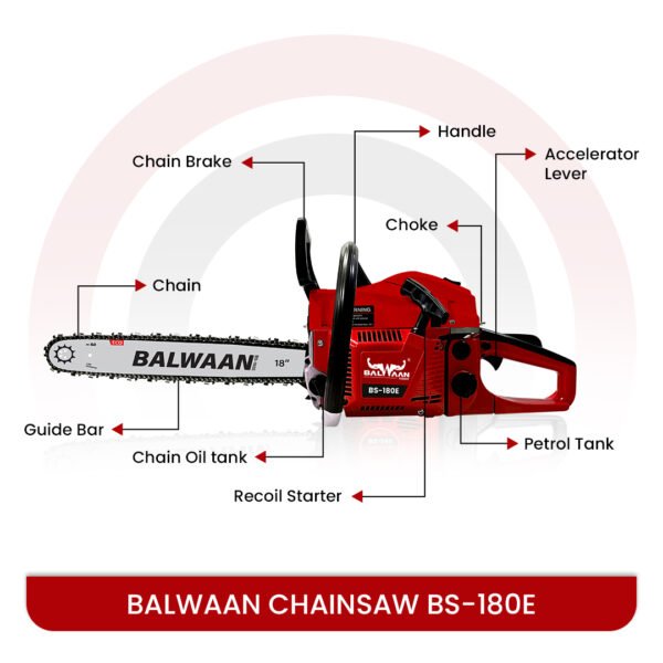 Balwaan BS-180E Eco 18 Inches Chainsaw, 58cc